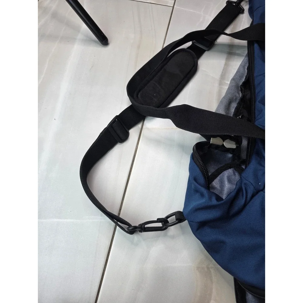 Columbia Sportswear Duffel Bag Blue Black Canvas Travel Gym Weekend Bag 26 In F2
